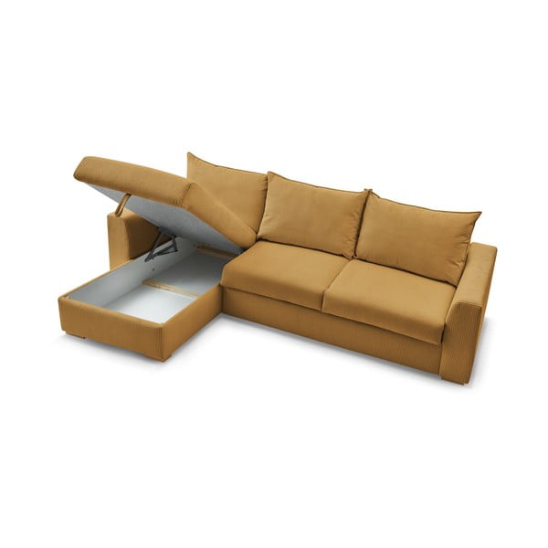 Colțar galben extensibil cu tapițerie din catifea reiată  (cu colț variabil) Augustin – Bobochic Paris-image-4