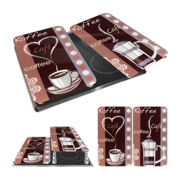 Set 2 protecții din sticlă pentru aragaz Maximex Coffee, 52 x 30 cm-image-3