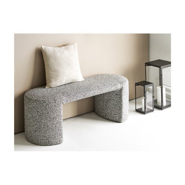 Bancă gri cu tapițerie din țesătură bouclé Westport – House Nordic-image-3