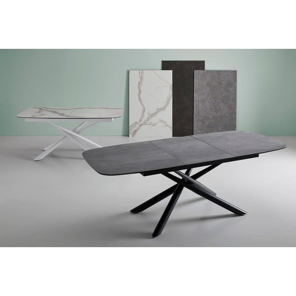 Masă dining extensibilă sømcasa Ness, 160 x 95 cm, alb-gri-image-1