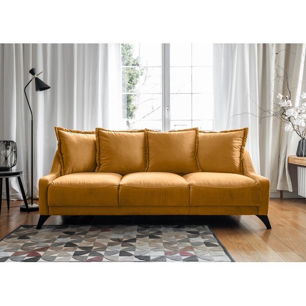 Canapea din catifea Miuform Royal Rose, galben muștar-image-1