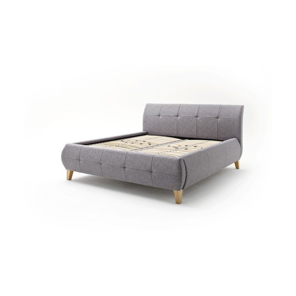 Pat matrimonial gri antracit tapițat cu spațiu de depozitare cu somieră 180x200 cm Matheo – Meise Möbel