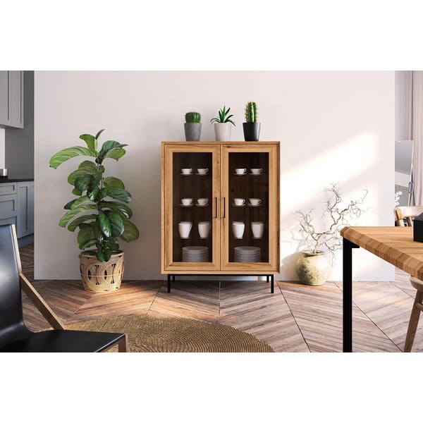 Vitrină din lemn de stejar 97x125 cm Abies – The Beds-image-4