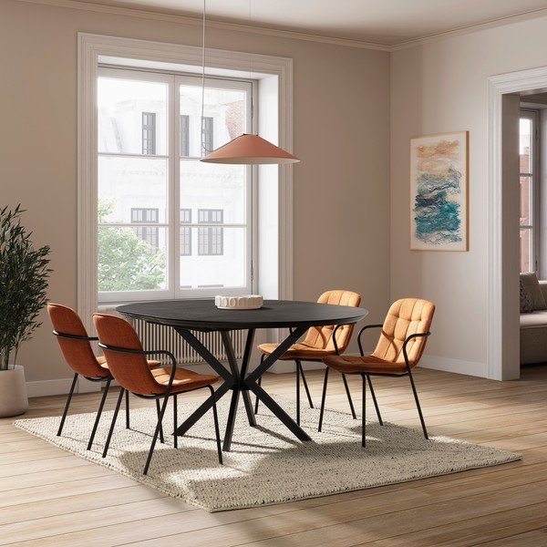 Scaun de dining teracotă cu cotiere tapițat Angie – Marckeric-image-4