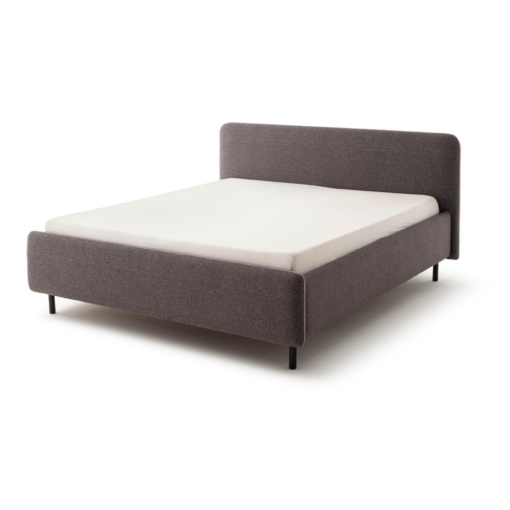 Pat matrimonial gri antracit tapițat cu spațiu de depozitare cu somieră 180x200 cm Primo – Meise Möbel