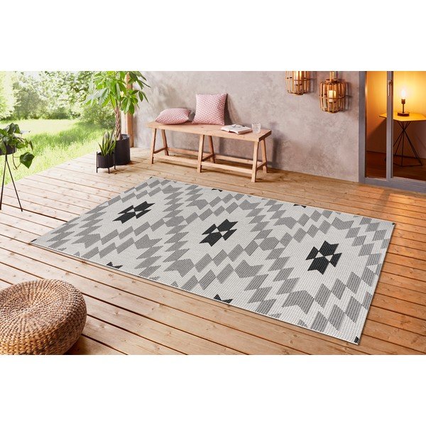 Covor exterior Ragami Geo, 160x230 cm, negru - alb-image-3