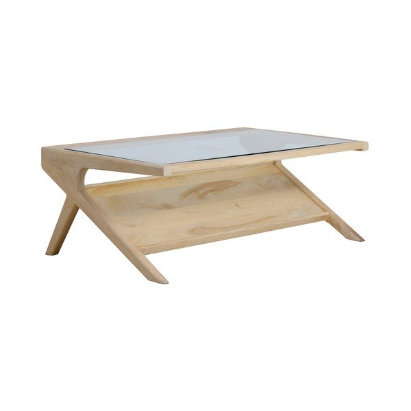 Măsuță de cafea în culoare naturală deschisă cu blat din sticlă 70x112 cm Yuki – Light & Living