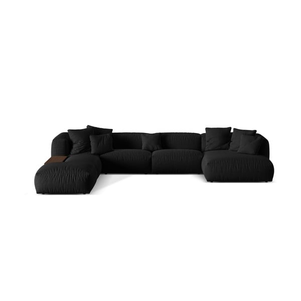 Colțar modular negru (cu colț pe partea stângă /în formă de "U") Martina – Micadoni Home