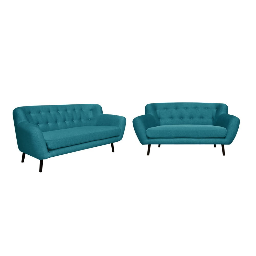 Set 2 canapele, cu 2 și cu 3 locuri, Cosmopolitan design Hampstead, turcoaz