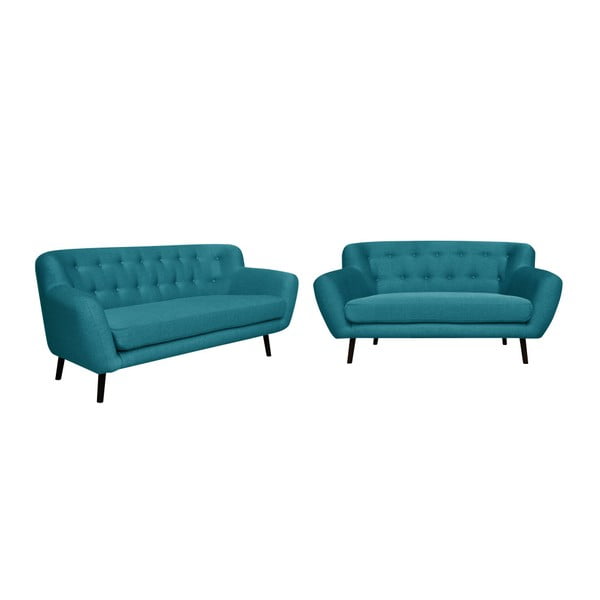 Set 2 canapele, cu 2 și cu 3 locuri, Cosmopolitan design Hampstead, turcoaz