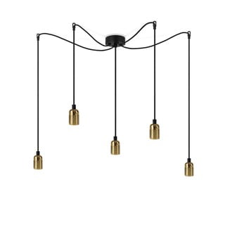 Lustră cu 5 cabluri Bulb Attack Uno, negru - auriu