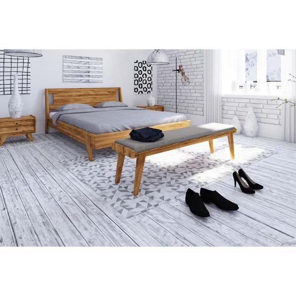 Bancă din stejar cu șezut gri deschis Retro - The Beds-image-3