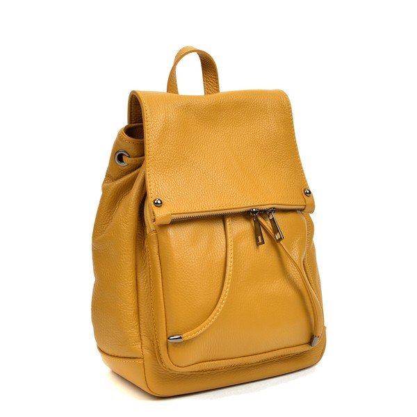 Rucsac din piele Roberta M Aida, galben-image-1
