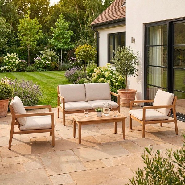 Set mobilier de grădină în culoare naturală din lemn de acacia pentru 4 persoane Danubio – Bizzotto-image-1