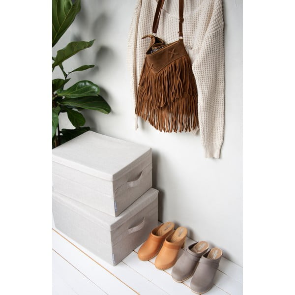 Cutie de depozitare bej din material textil cu capac 40x30x22 cm Soft Storage – Bigso-image-2