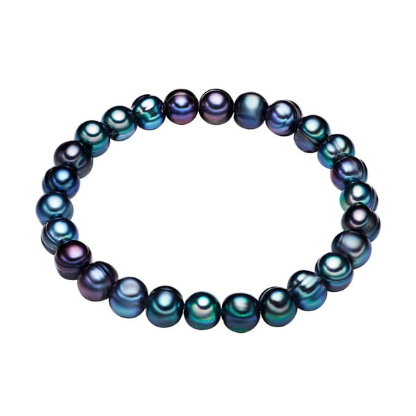 Brățară din perle Chakra Pearls Gloss, 21 cm, albastru