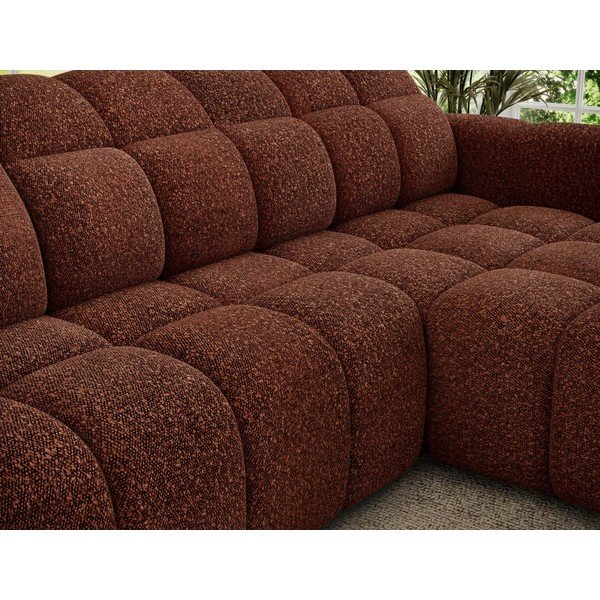 Colțar roșu cu tapițerie din țesătură bouclé (cu colț pe partea dreaptă/cu șezlong) Fanito – ELTAP-image-4