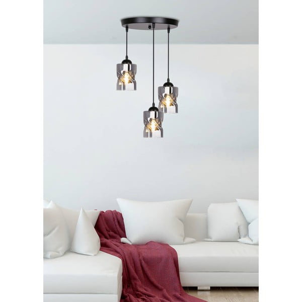 Lustră neagră cu abajur din sticlă Felis – Candellux Lighting-image-1