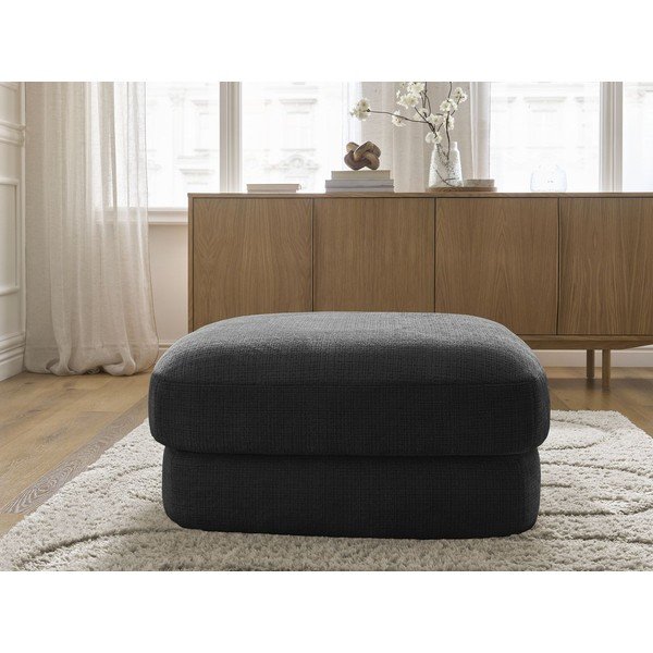 Taburet negru cu tapițerie din chenille Leonore – Bobochic Paris-image-3