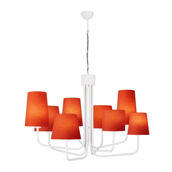 Lustră metalică cu abajur roșu Opviq lights Anna, alb-image-2