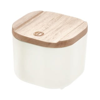 Cutie depozitare cu capac din lemn paulownia iDesign Eco, 9 x 9 cm, alb