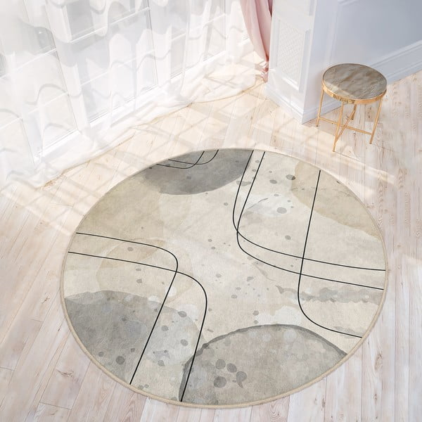 Covor bej lavabil rotund ø 150 cm Simple Lines – Mila Home-image-3