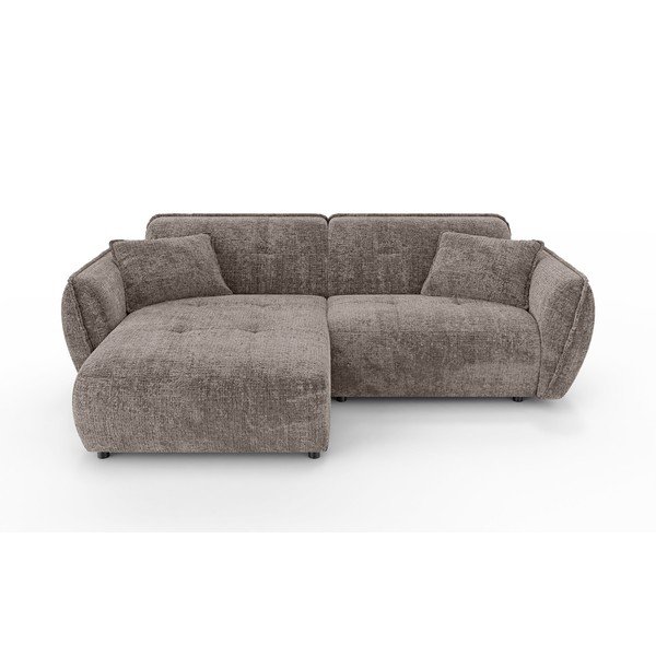 Colțar taupe cu tapițerie din chenille (cu colț pe partea stângă/cu șezlong) Nelia – Ropez