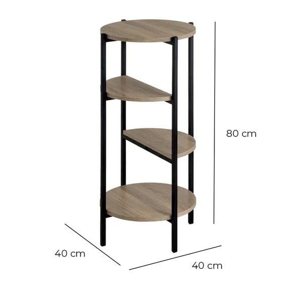 Etajeră neagră/în culoare naturală cu aspect de lemn de stejar 40x80 cm – Casa Selección-image-4