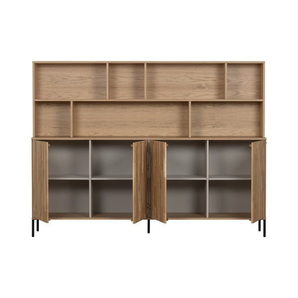 Bibliotecă în culoare naturală cu aspect de lemn de stejar 200x150x44 cm Gravure – WOOOD-image-2