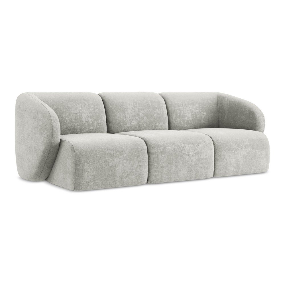 Canapea gri deschis cu tapițerie din chenille 244 cm Lani – Makamii