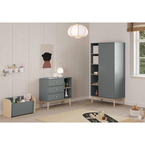 Șifonier de copii verde prăfuit 90x180x52 cm Esteban – Marckeric-image-1