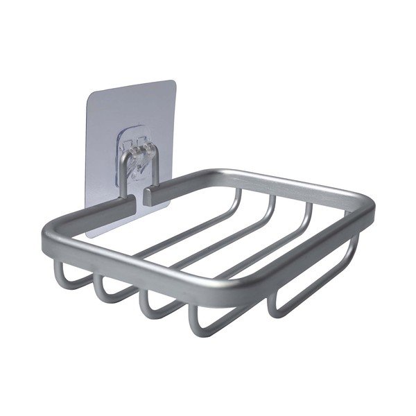 Săpunieră argintiu-lucios autoadezivă din metal Filaire Aluminium – douceur d'intérieur-image-1