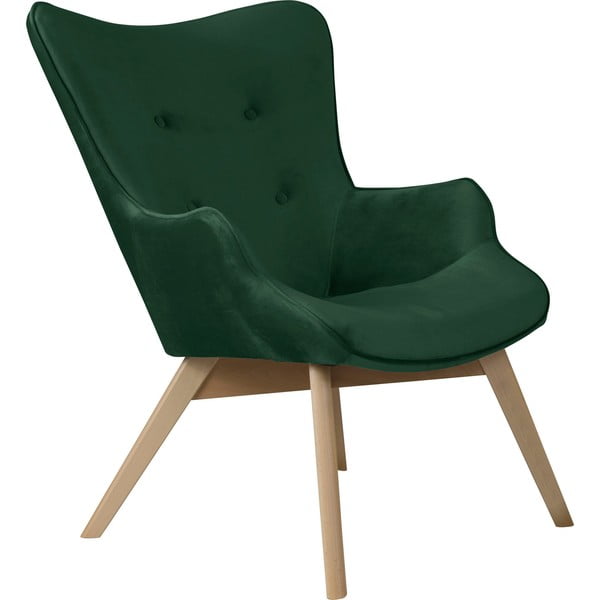 Fotoliu verde închis cu tapițerie din catifea Niko – Ropez