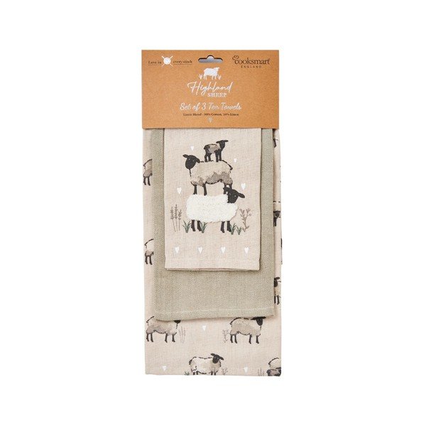 Prosoape de vase 3 buc. din amestec de in 45x65 cm Highland Sheep – Cooksmart ®