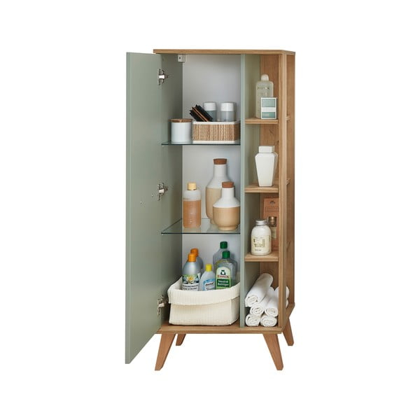 Dulap de baie verde cu aspect de lemn de stejar 51x128 cm Set 923 - Pelipal-image-4