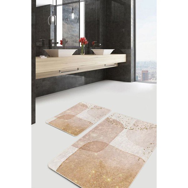 Covorașe de baie bej 2 buc. din catifea 60x100 cm – Mila Home-image-4