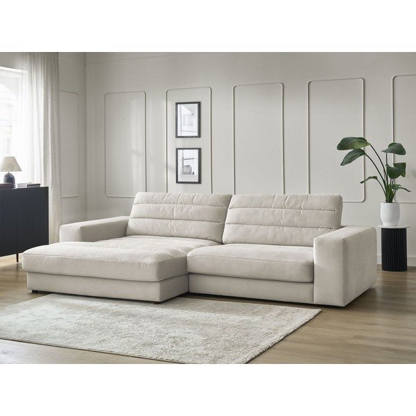 Colțar bej cu tapițerie din catifea (cu colț pe partea stângă/cu șezlong) Sierra – Bobochic Paris-image-1