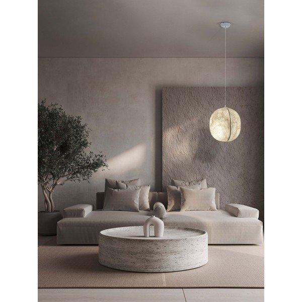 Lustră albă din metal cu abajur textil ø 42 cm Pierida – Nova Luce-image-1