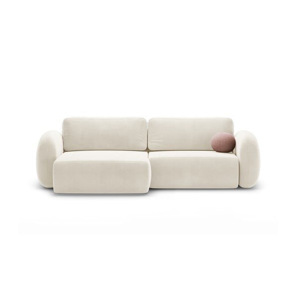 Colțar crem extensibil/cu spațiu de depozitare cu tapițerie din catifea Tonale – Cosmopolitan Design