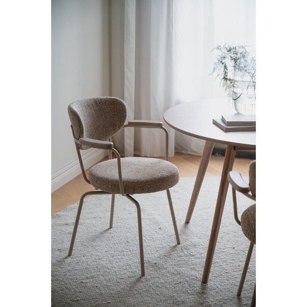 Scaun de dining bej/crem cu cotiere din metal Merrick – Rowico-image-3