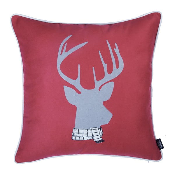 Față de pernă cu model de Crăciun Mike & Co. NEW YORK Honey Deer, 45 x 45 cm, roșu