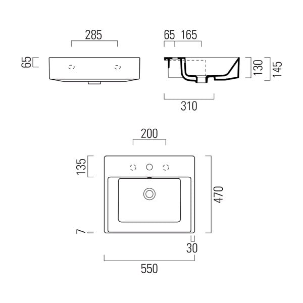 Chiuvetă albă din ceramică 55x47 cm Kube X – Sapho-image-2