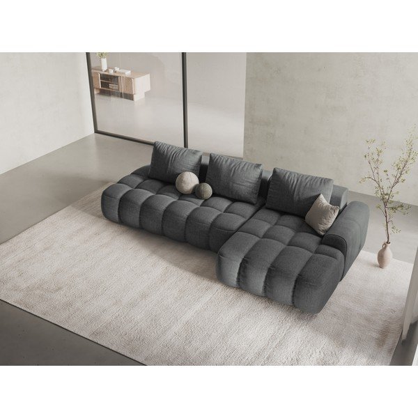 Colțar gri extensibil/cu spațiu de depozitare (cu colț pe partea dreaptă/cu șezlong) Linz – Cosmopolitan Design-image-1