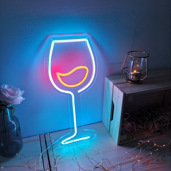 Decorațiune luminoasă de perete Candy Shock Wine, 19 x 40 cm, albastru - roșu