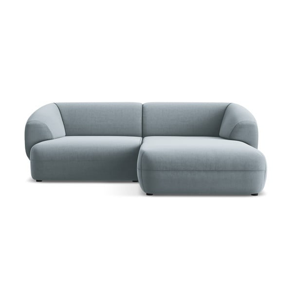 Colțar albastru deschis cu tapițerie din catifea (cu colț pe partea dreaptă) Moana – Makamii