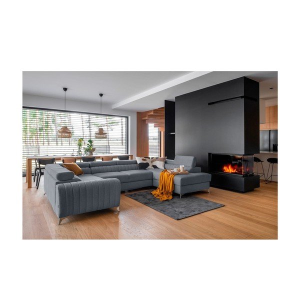 Colțar albastru extensibil/cu spațiu de depozitare (cu colț pe partea dreaptă/în formă de "U") Louis – ELTAP-image-1