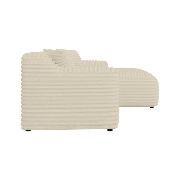 Colțar bej cu tapițerie din catifea reiată  (cu colț pe partea dreaptă, cu șezlong) Martin – Ropez-image-3