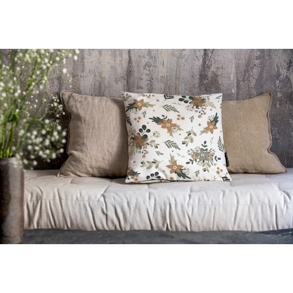 Față de pernă 45x45 cm  cu model de Crăciun Festive Flowers – Butter Kings-image-1