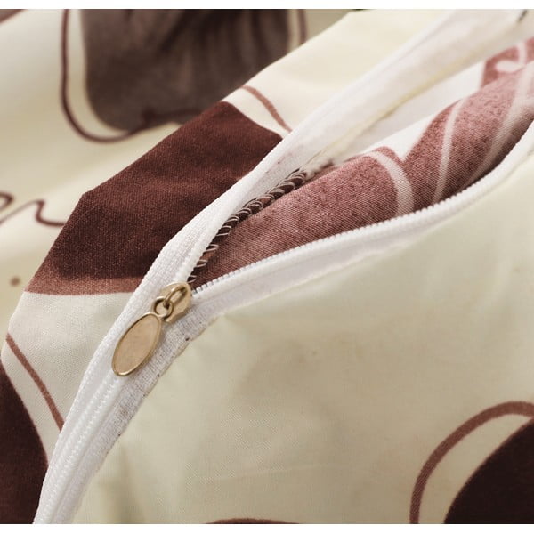 Lenjerie de pat de o persoană din micro satin maro/crem 140x200 cm 6 piese Scarlet - My House-image-1