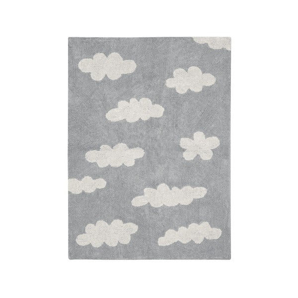 Covor pentru copii gri lavabil/țesut manual din amestec de bumbac 120x160 cm Clouds Grey – Lorena Canals